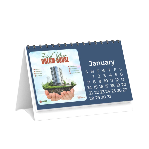 desk calendar a5 horizontal with logo