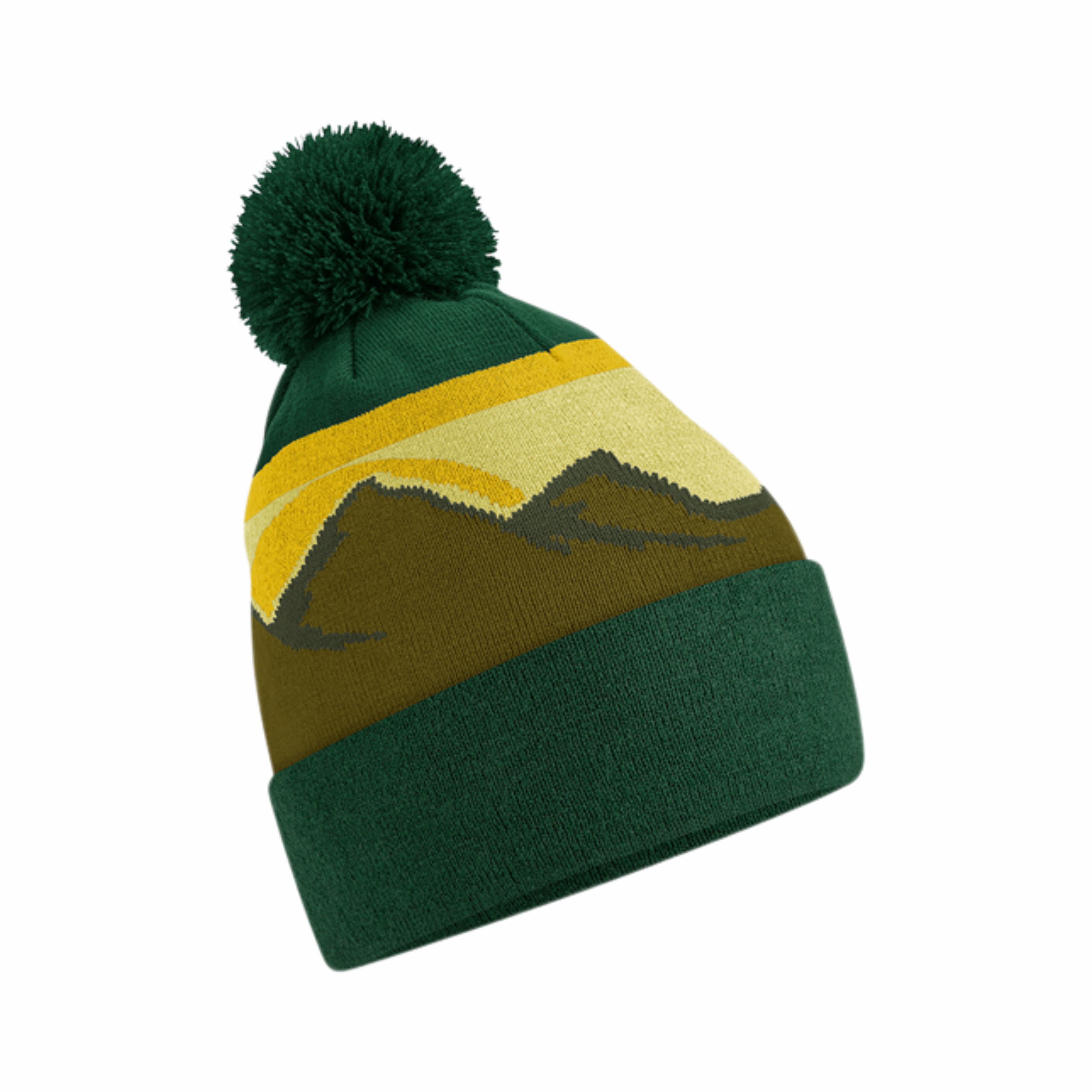 mountain peaks pom pom beanie with logo