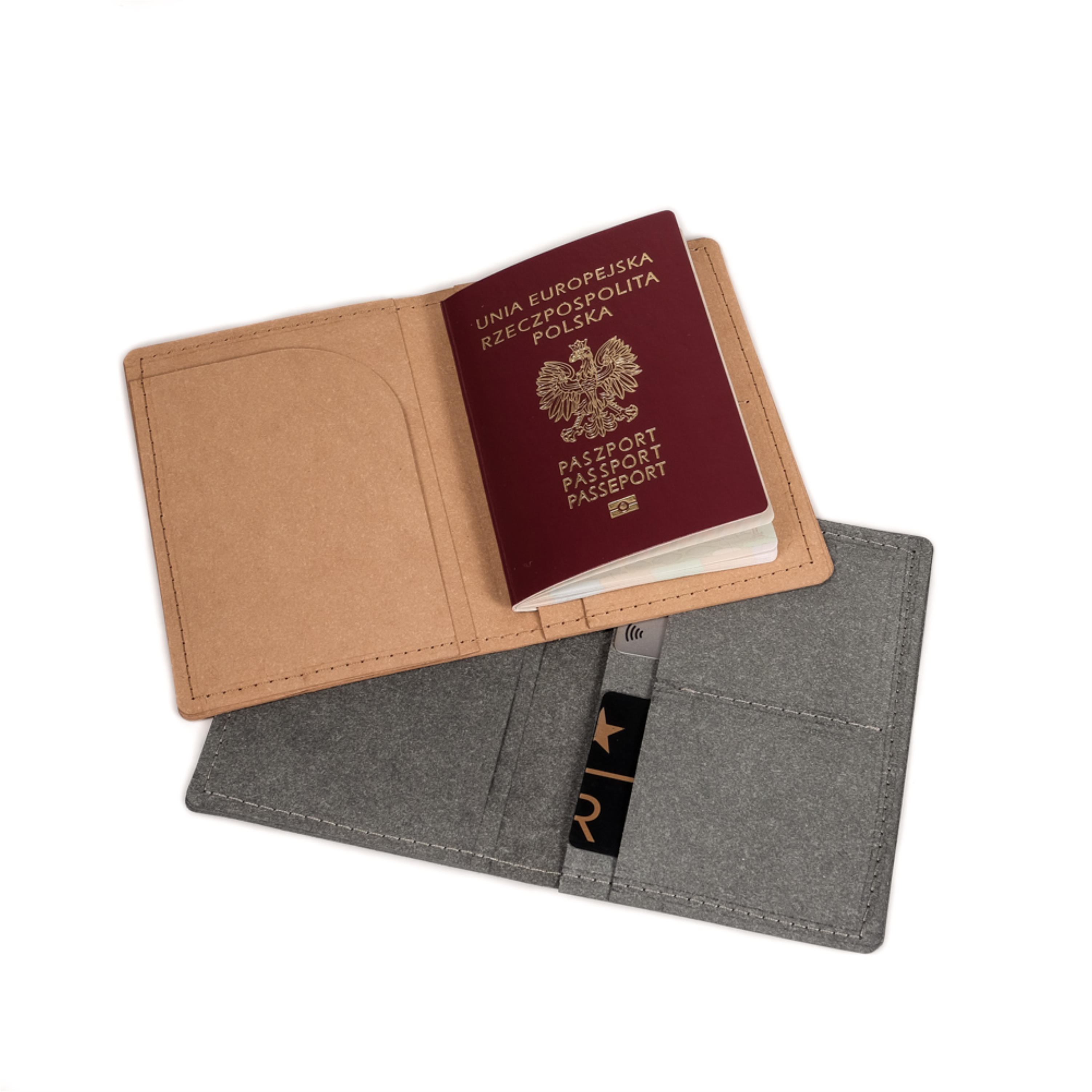 passport cover recycled leather (custom-made) with logo