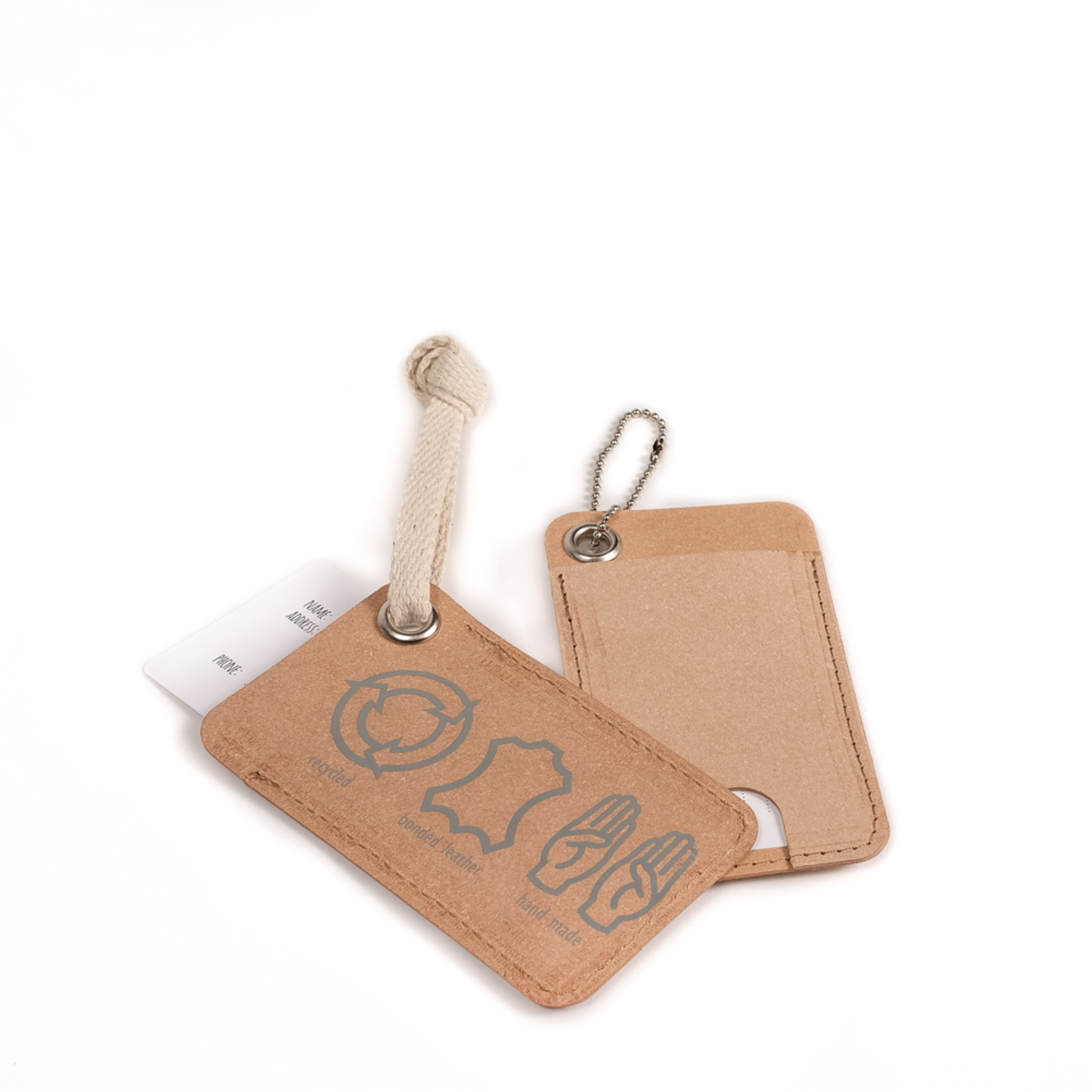 custom-made luggage tag with address card with logo