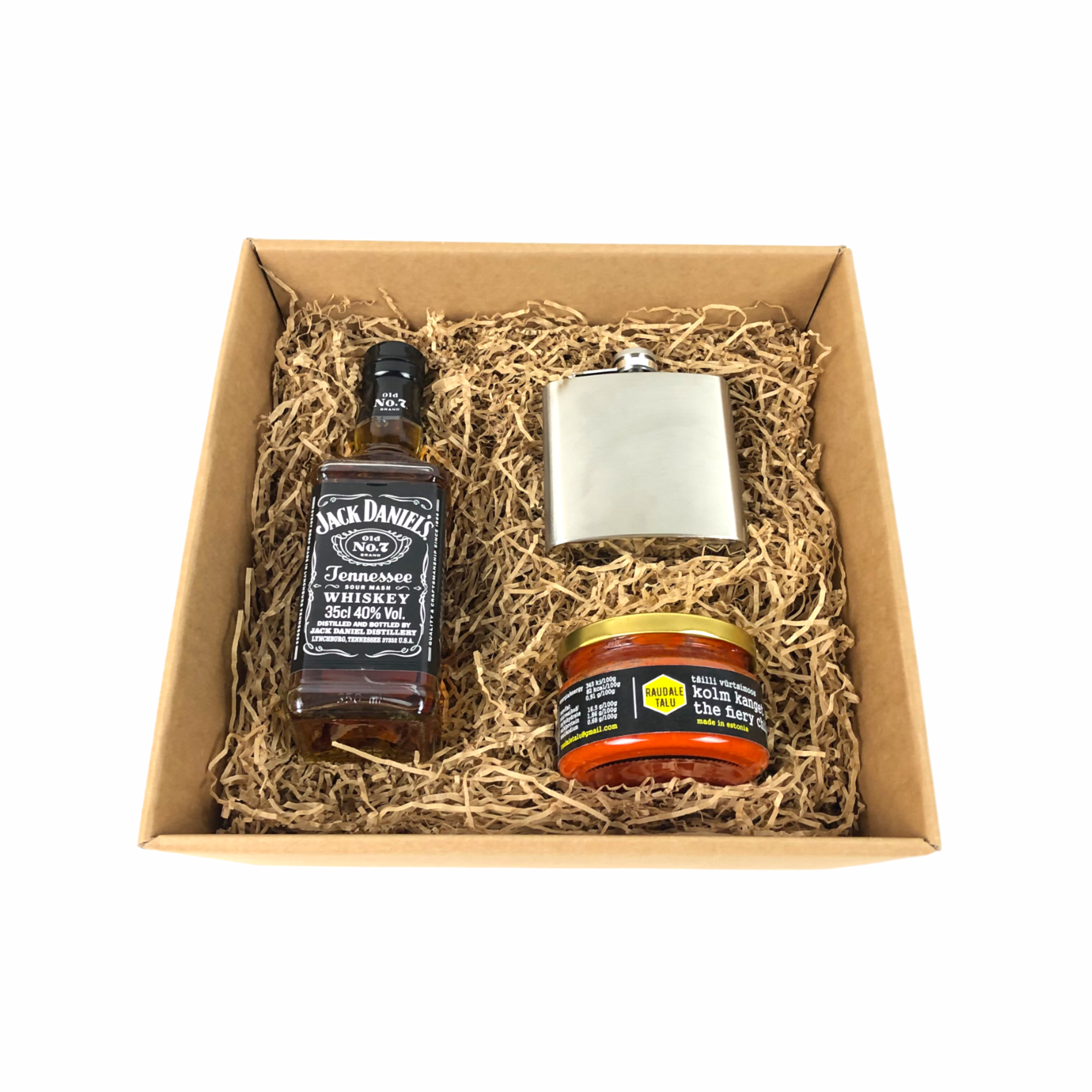 gift box - flask & jack with logo