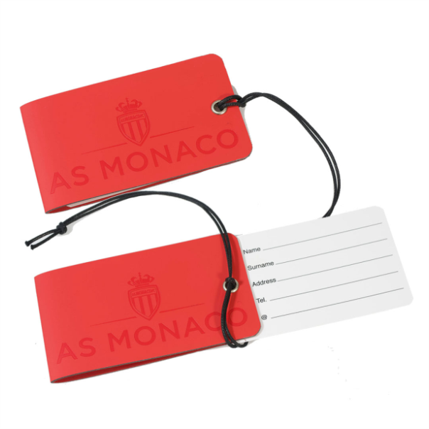 luggage tag double recycled leather with logo