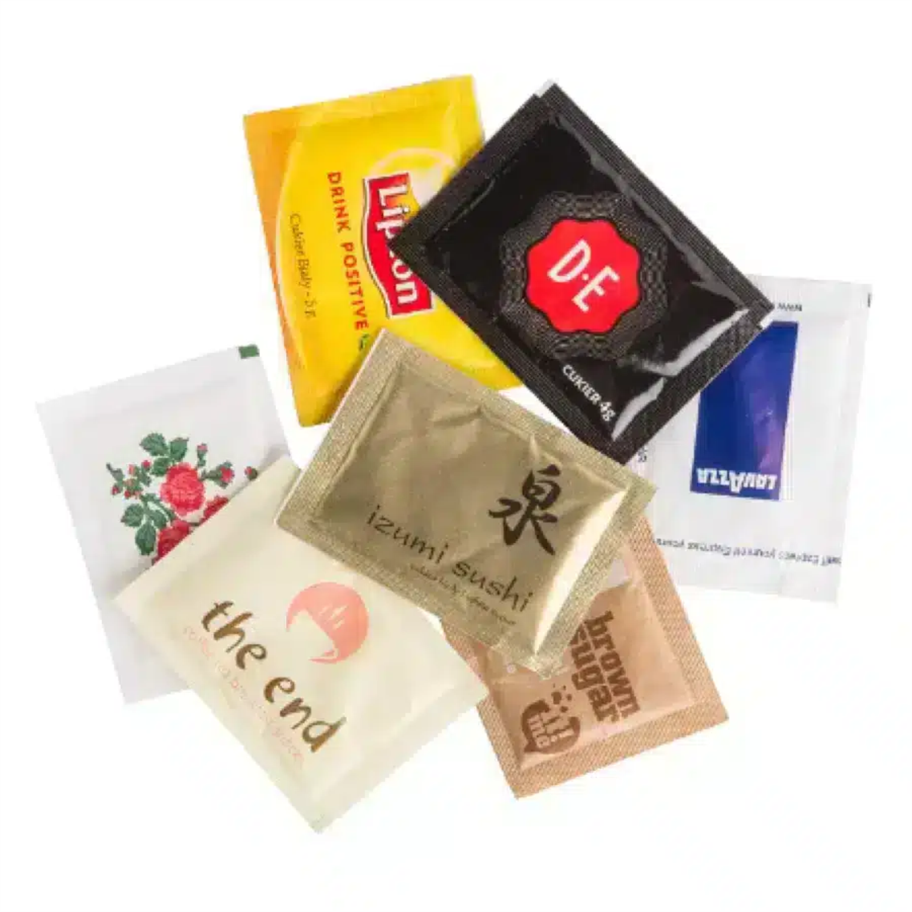 sugar sachets - brown sugar with logo