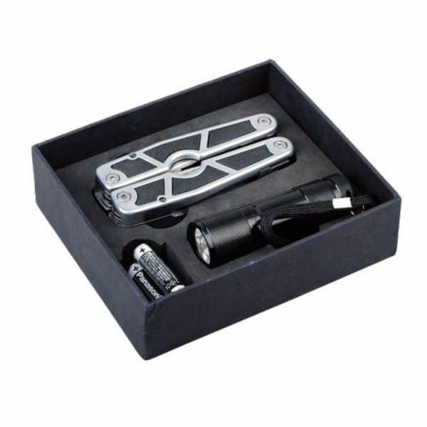 multitool set with flashlight royal with logo