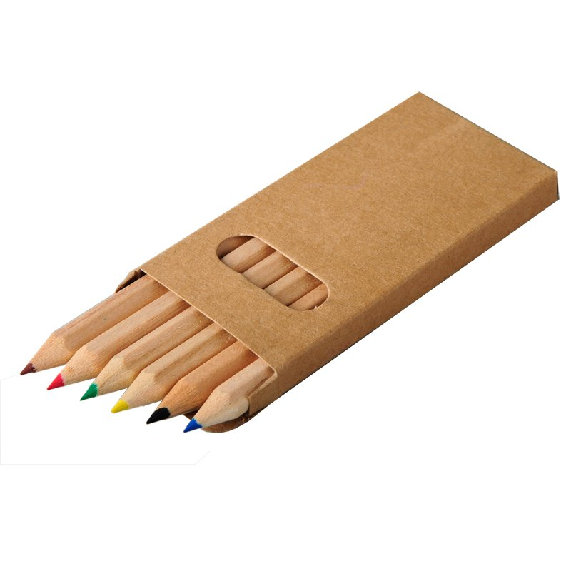 coloured pencil set short 6 pcs with logo