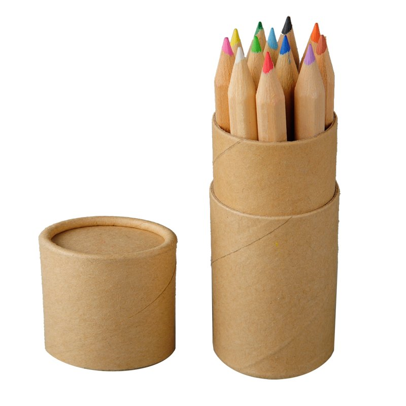 coloured pencil set in a tube 12 pcs with logo