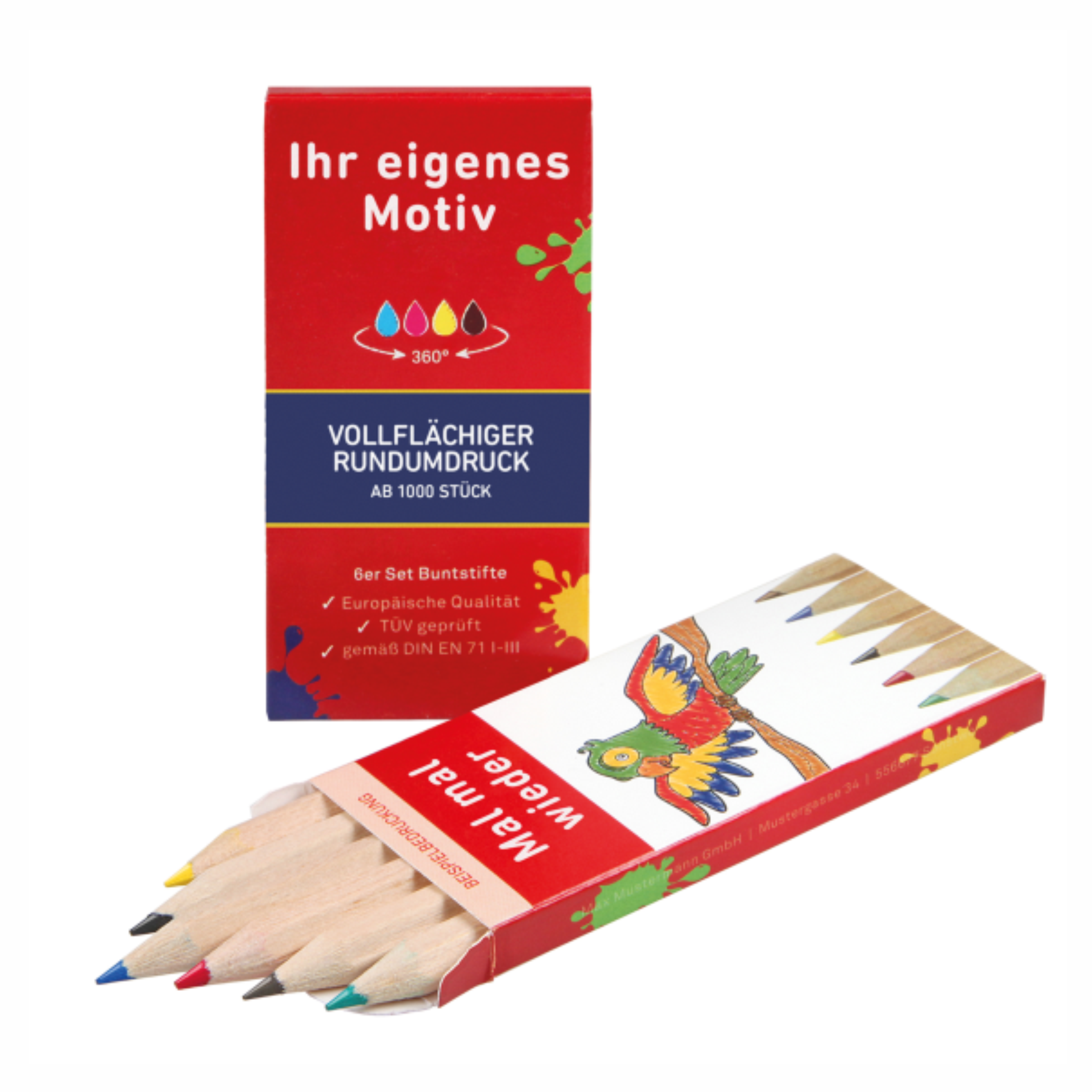 custom-made coloured pencil set - short with logo