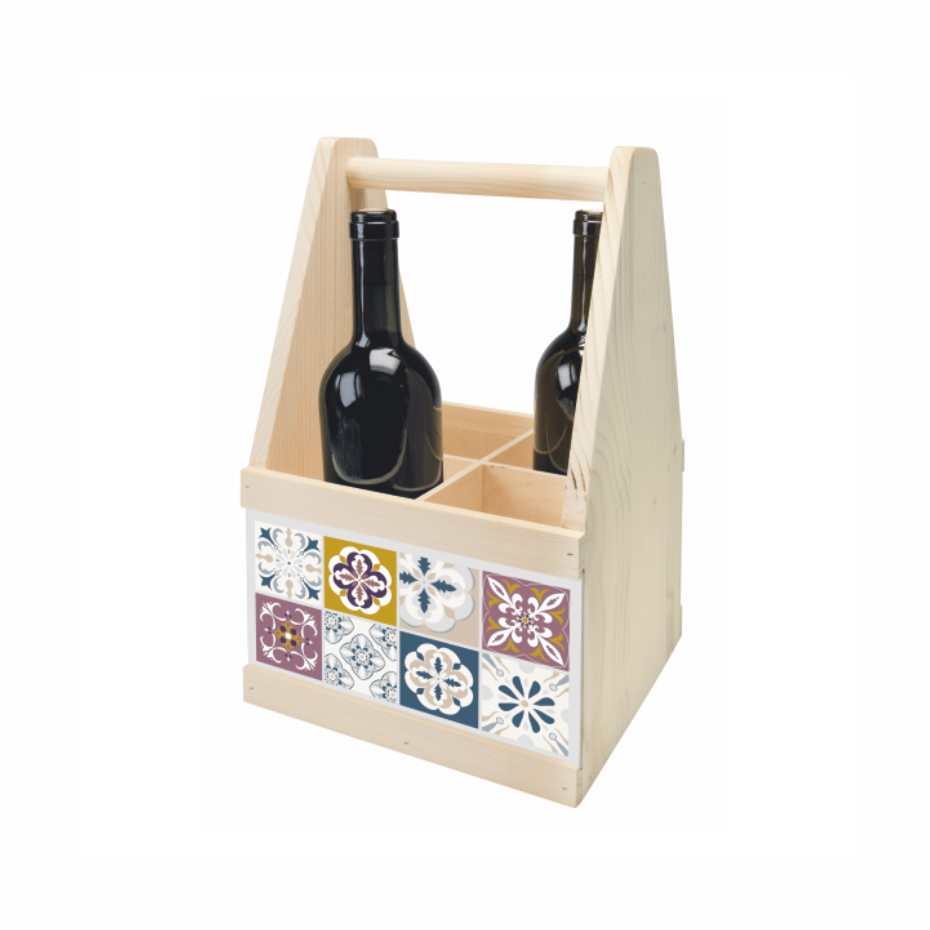 wine caddy for 4 bottles with logo