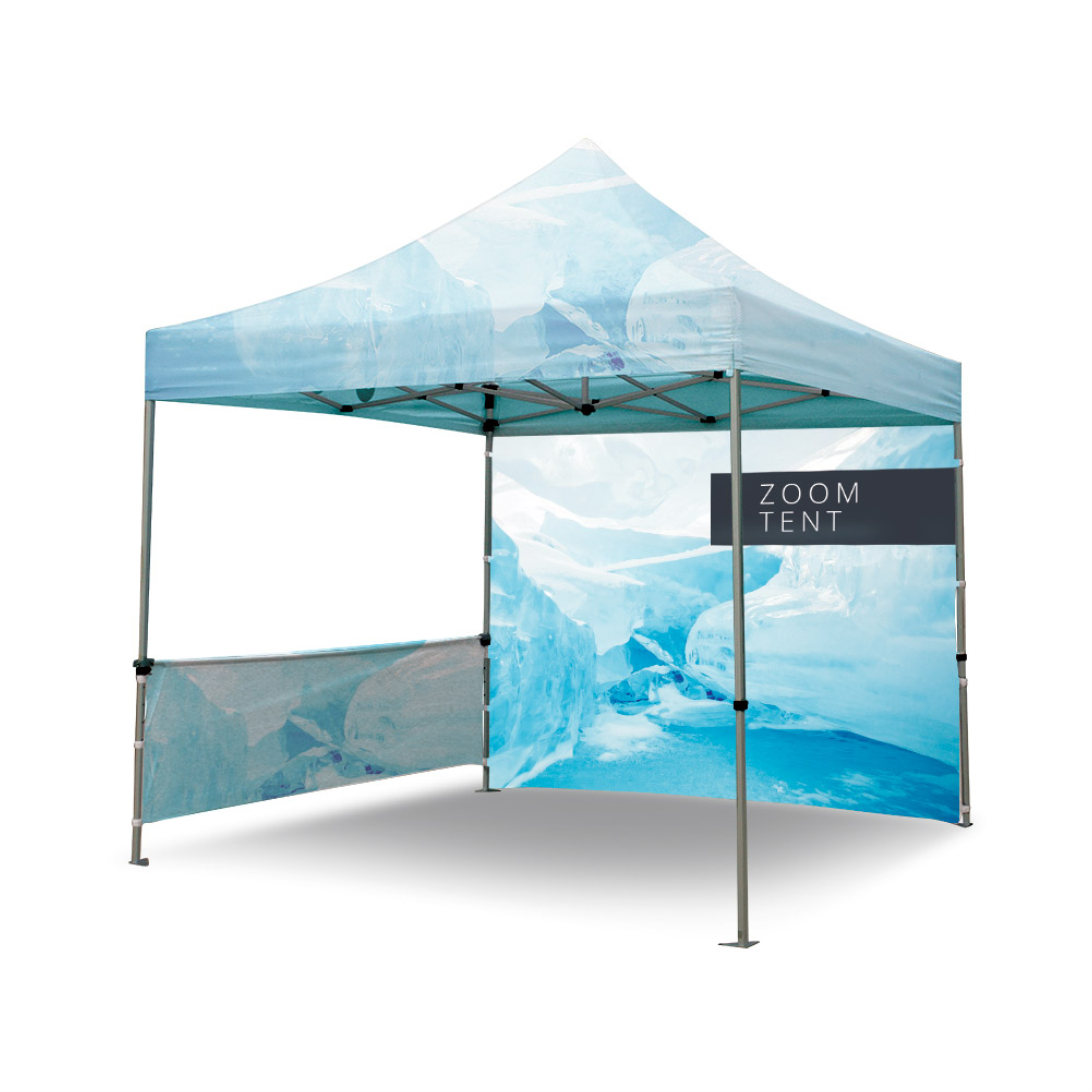 custom-made tent - zoom with logo