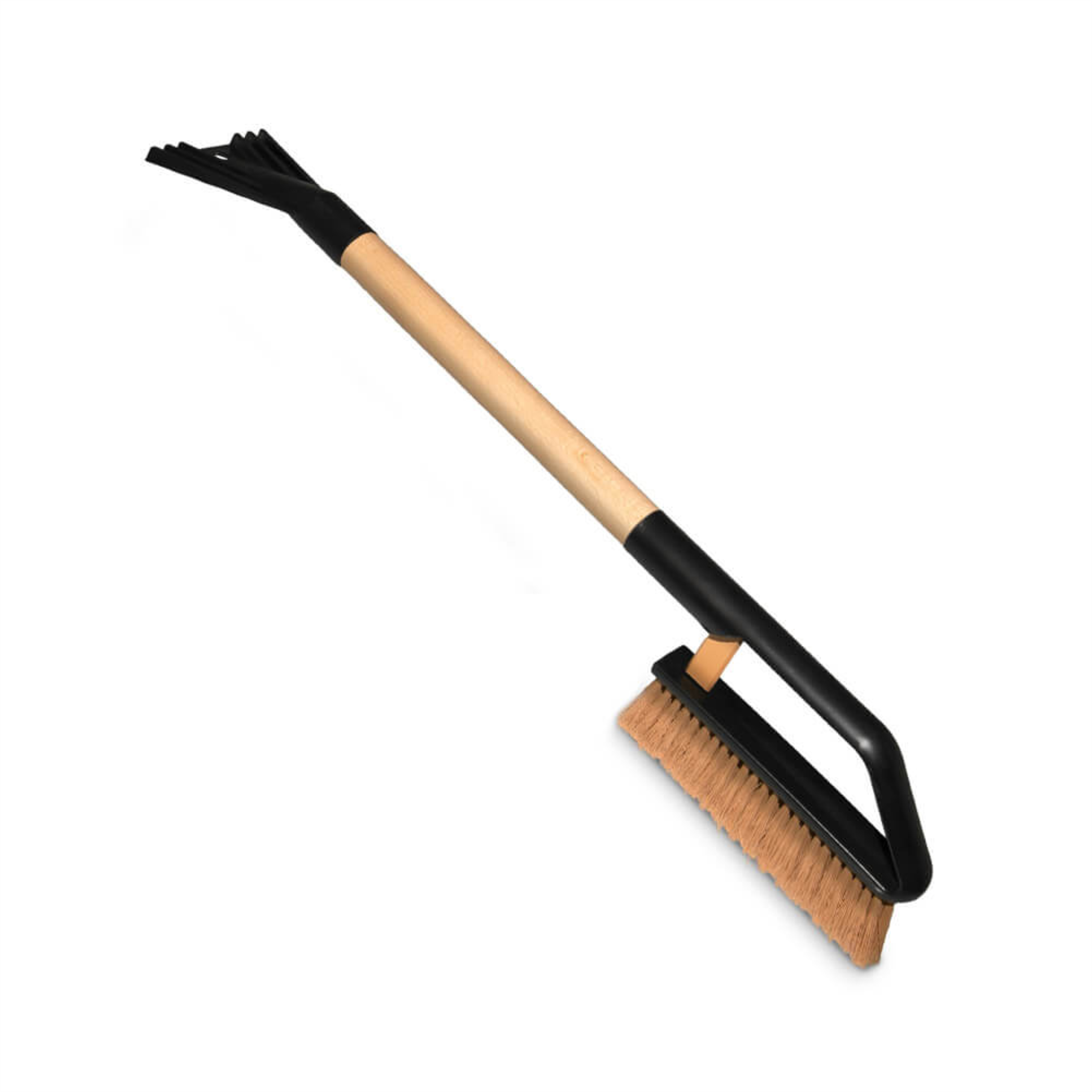 wooden snow brush with ice scraper 70cm with logo