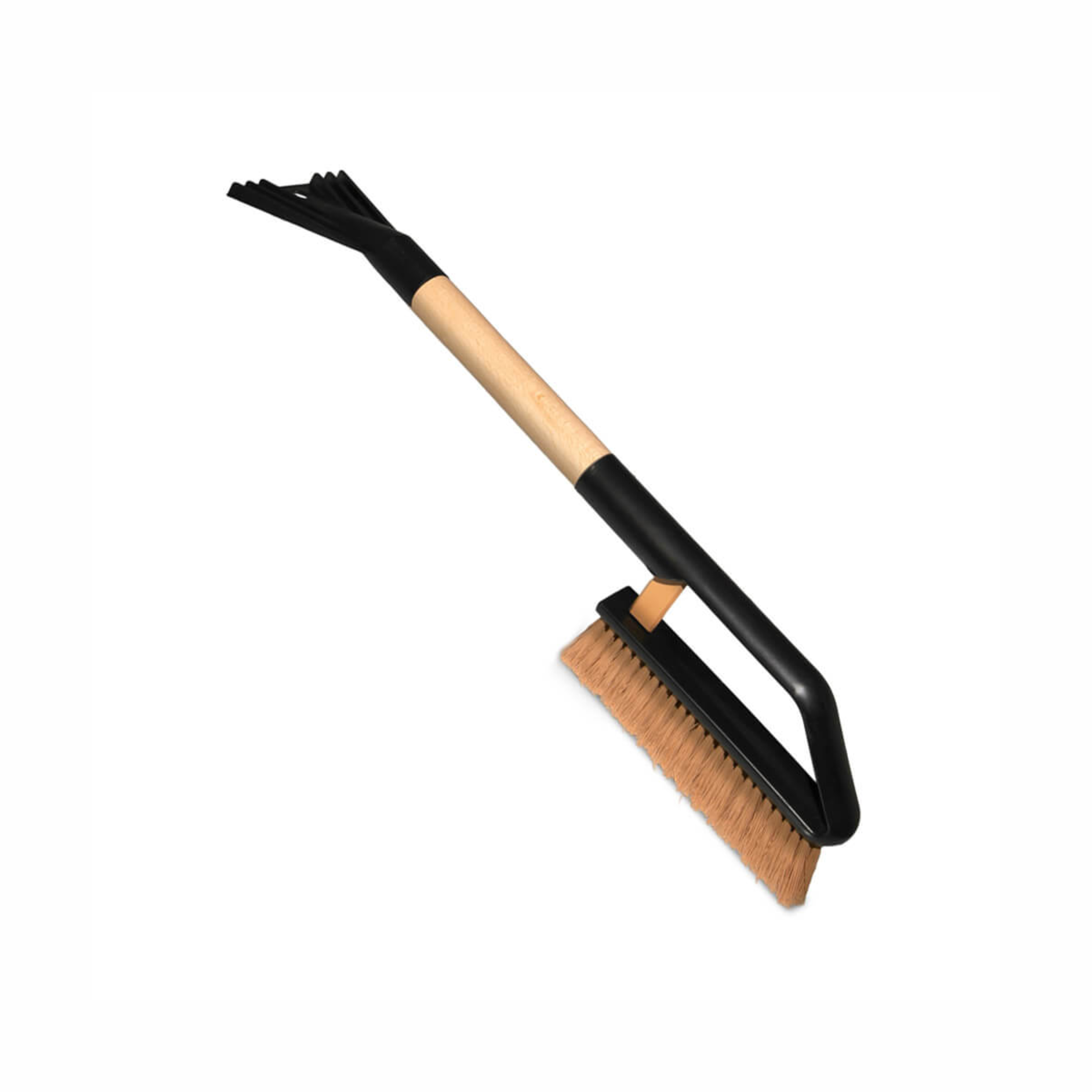 wooden snow brush with ice scraper 55 cm with logo