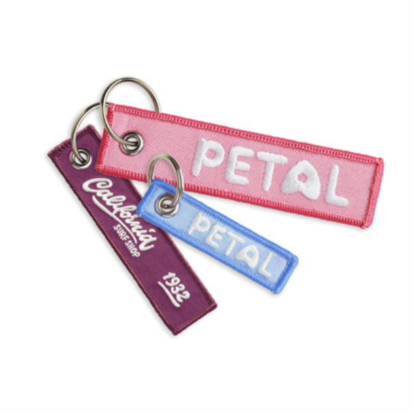 custom-made textile keyring - embroided with logo